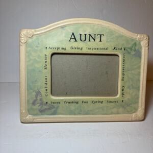 Ceramic Picture Frame Aunt Family 3" x 5" Opening Butterfly